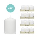 3Pack 3 Inchx 4 Inch White Pressed and Over-Dipped Pillar Candles (12pcs/Case)