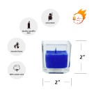 Blue Square Glass Votive Candles (12pc/Box)