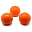 3" Orange Ball Candles (36pcs/Case) Bulk