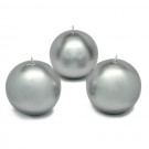 3" Metallic Silver Ball Candles (6pc/Box)