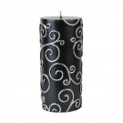 3 x 6" Black Scroll Pillar Candle
