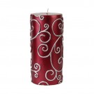 3 x 6" Red Scroll Pillar Candle (12pcs/Case) Bulk