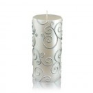 3 x 6" White Scroll Pillar Candle