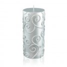 3 x 6" Silver Scroll Pillar Candle