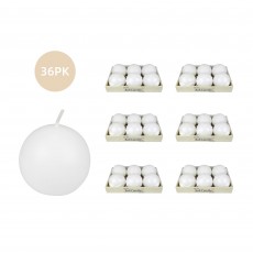 3 Inch White Ball Candles (36pcs/Case) Bulk