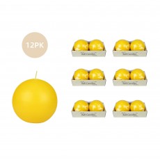4 Inch Yellow Ball Candles (12pcs/Case) Bulk