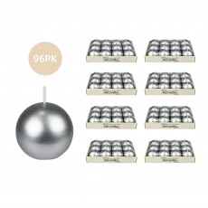 2 Inch Metallic Silver Ball Candles (96pcs/Case) Bulk