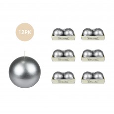 4 Inch Metallic Silver Ball Candles (12pcs/Case) Bulk