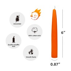 6 Inch Orange Taper Candles (1 Dozen)