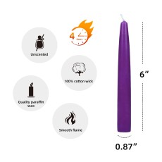 6 Inch Purple Taper Candles (1 Dozen)
