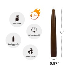 6 Inch Brown Taper Candles (1 Dozen)