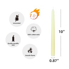 10 Inch Ivory Taper Candles (1 Dozen)