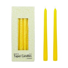 10 Inch Yellow Taper Candles (1 Dozen)