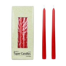 10 Inch Ruby Red Taper Candles (1 Dozen)