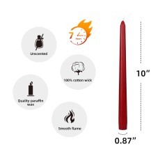 10 Inch Red Taper Candles (144pcs/Case) Bulk