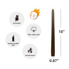 10 Inch Brown Taper Candles (1 Dozen)