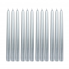 10 Inch Metallic Silver Taper Candles (144pcs/Case) Bulk