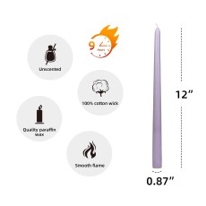 12 Inch Lavender Taper Candles (144pcs/Case) Bulk