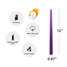 12 Inch Purple Taper Candles (144pcs/Case) Bulk