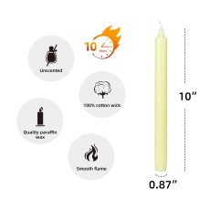 10 Inch Ivory Straight Taper Candles (1 Dozen)