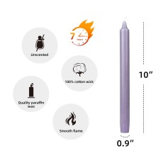 10 Inch Lavender Straight Taper Candles (144pcs/Case) Bulk