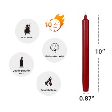 10 Inch Red Straight Taper Candles (1 Dozen)