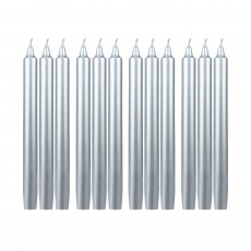 10 Inch Metallic Silver Straight Taper Candles (1 Dozen)