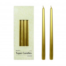 12 Inch Metallic Bronze Gold Taper Candles (144pcs/Case) Bulk