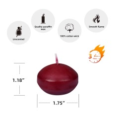 1 3/4 Inch Burgundy Floating Candles (144pcs/Case) Bulk