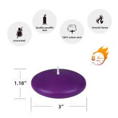 3 Inch Purple Floating Candles (72pcs/Case) Bulk
