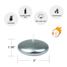 3 Inch Metallic Silver Floating Candles (144pcs/Case) Bulk