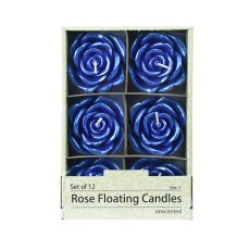 3 Inch Blue Rose Floating Candles (12pc/Box)