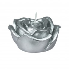 3 Inch Metallic Silver Rose Floating Candles (12pc/Box)