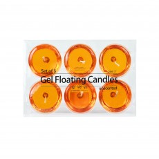 3 Inch Clear Orange Gel Floating Candles (6pc/Box)