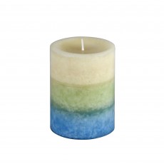 3 x 4 Inch Tritone BL/GRN/WHT Scented Pillar Candle(24pcs/Case)