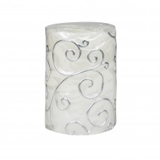 3 x 4 Inch White Scroll Pillar Candle