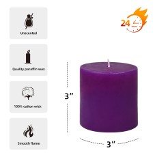 3 x 3 Inch Purple Pillar Candle