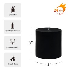 3 x 3 Inch Black Pillar Candle