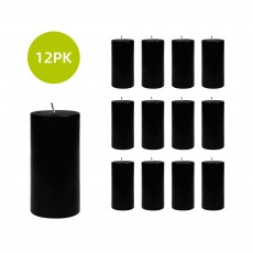 3 x 6 Inch Black Pillar Candles(12pcs/Case) Bulk
