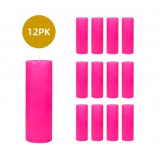 3 x 9 Inch Hot Pink Pillar Candles (12pcs/Case) Bulk