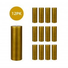 3 x 9 Inch Metallic Bronze Gold  Pillar Candles (12pcs/Case) Bulk