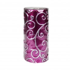 3 x 6 Inch Purple Scroll Pillar Candle