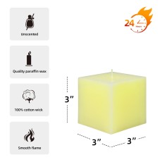 3 x 3 Inch Ivory Square Pillar Candles