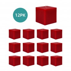 3 x 3 Inch Red Square Pillar Candles (12pcs/Case) Bulk
