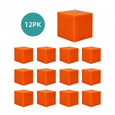 3 x 3 Inch Orange Square Pillar Candles (12pcs/Case) Bulk