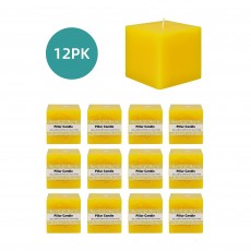 3 x 3 Inch Yellow Square Pillar Candles (12pcs/Case) Bulk