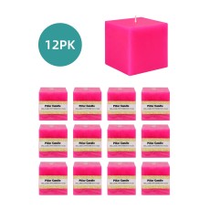 3 x 3 Inch Hot Pink Square Pillar Candles (12pcs/Case) Bulk