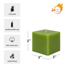 3 x 3 Inch Sage Green Square Pillar Candles