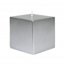 3 x 3 Inch Metallic Silver Square Pillar Candles
