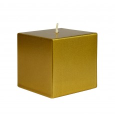 3 x 3 Inch Metallic Bronze Gold Square Pillar Candles